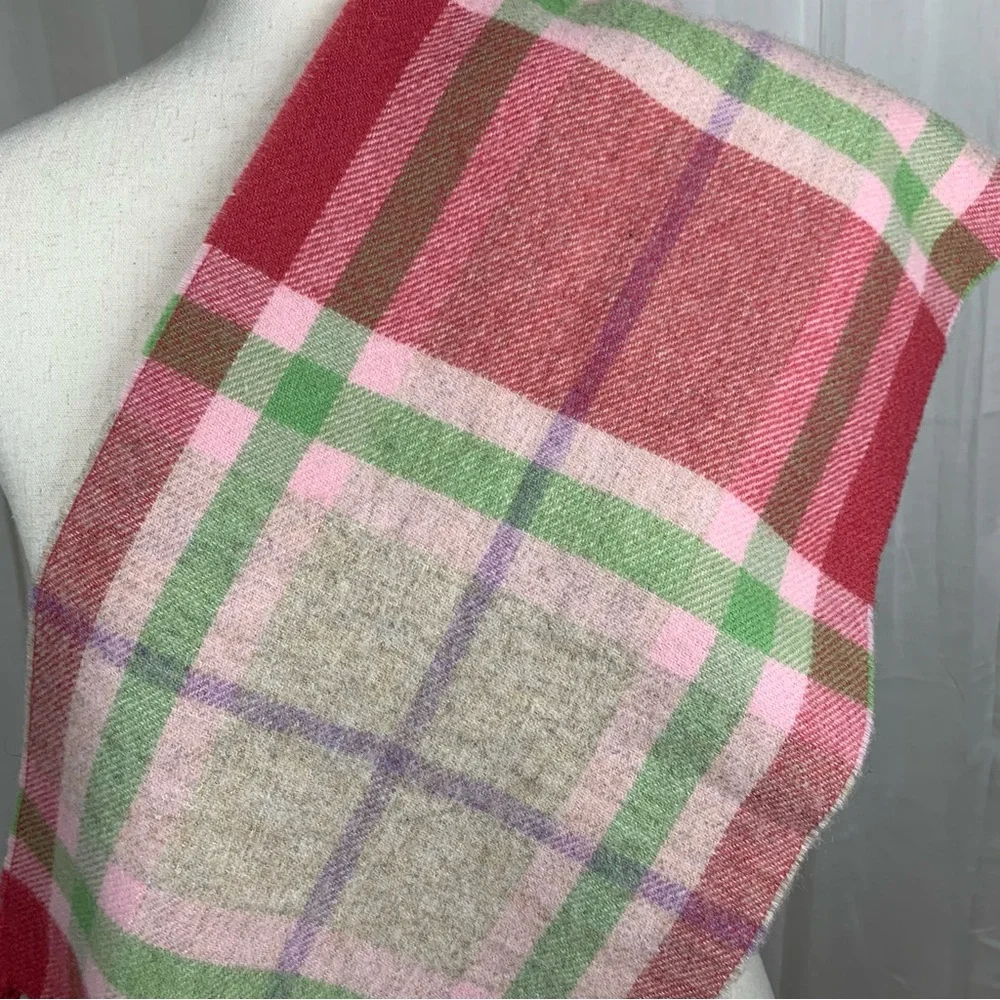 The‎ National Trust for Scotland 100% Lambswool Plaid Scarf Pink Green Lilac